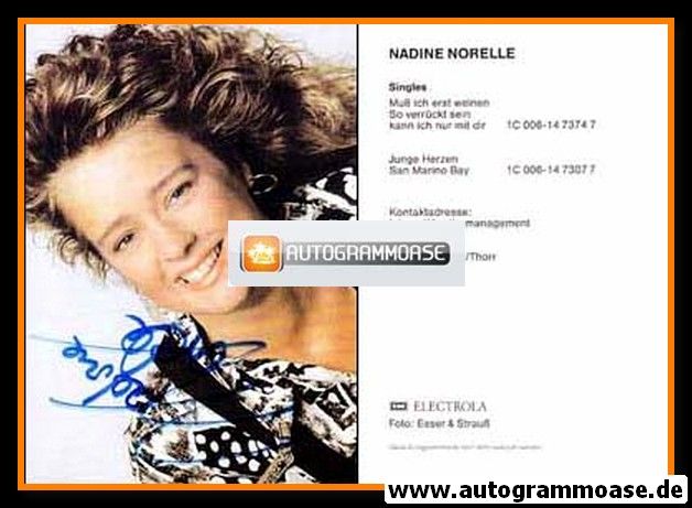 Autogramm Schlager | Nadine NORELL | 1988 "Muss Ich Erst Weinen" (EMI)