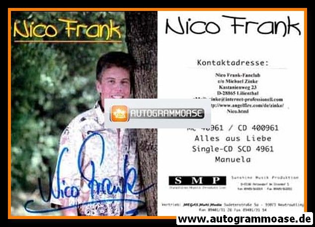 Autogramm Schlager | Nico FRANK | 2000er "Alles Aus Liebe" (SMP)