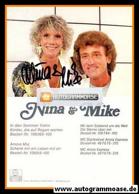 Autogramme Schlager | NINA & MIKE | 1987 "Amore Mio" (Portrait Color Ariola)