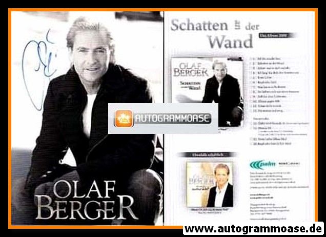 Autogramm Schlager | Olaf BERGER | 2008 "Schatten An Der Wand" (Portrait SW Palm)