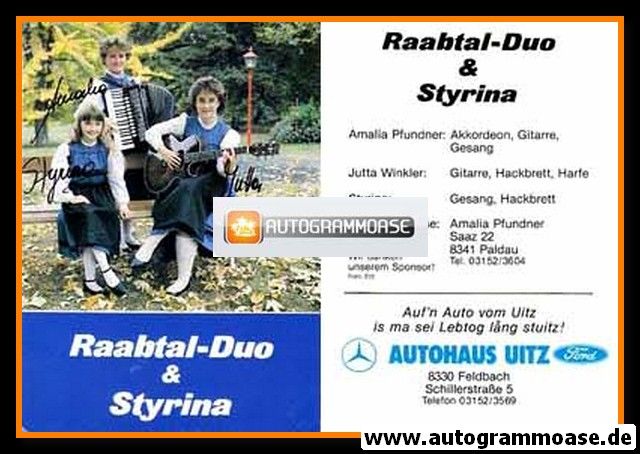 Autogramme Volksmusik | RAABTAL DUO & STYRINA | 1980er (Portrait Color)