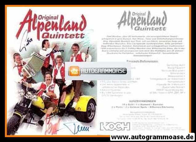 Autogramme Volksmusik | ORIGINAL ALPENLAND QUINTETT | 2000er (Portrait Color)