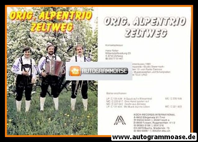 Autogramme Volksmusik | ORIGINAL ALPENTRIO ZELTWEG | 1986 "Mit Musik Durchs Leben"