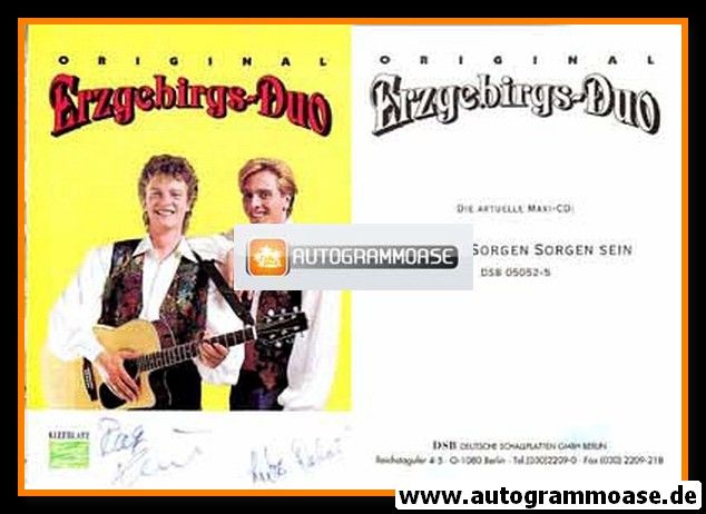Autogramme Volksmusik | ORIGINAL ERZGEBIRGS-DUO | 1993 "Lass Die Sorgen Sorgen Sein"