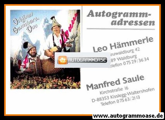 Autogramme Volksmusik | ORIGINAL GAMSBART-DUO | 1990er (Portrait Color)
