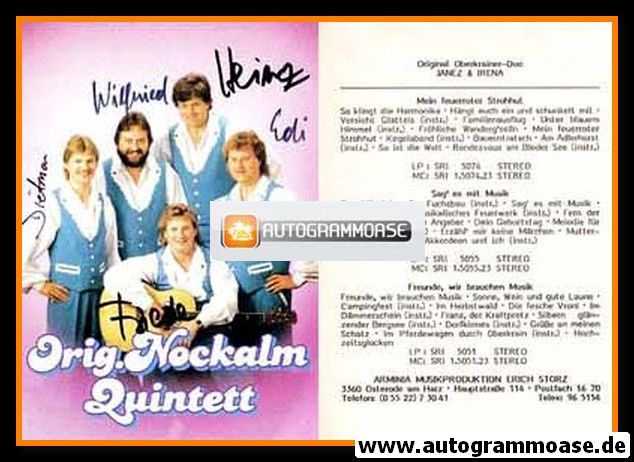 Autogramme Volksmusik | NOCKALM QUINTETT | 1989 "Liebe, Träume Und Musik" (Arminia)
