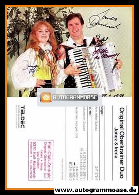 Autogramme Volksmusik | ORIGINAL OBERKRAINER-DUO | 1988 "Mein Lieber Schatz" Querformat