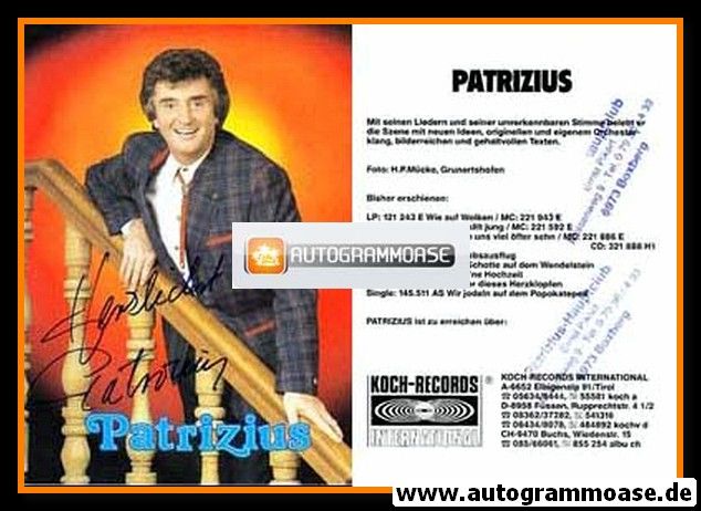 Autogramm Schlager | PATRIZIUS | 1988 "Wir Jodeln Auf Dem Popokatepetl" (Portrait Color Koch)