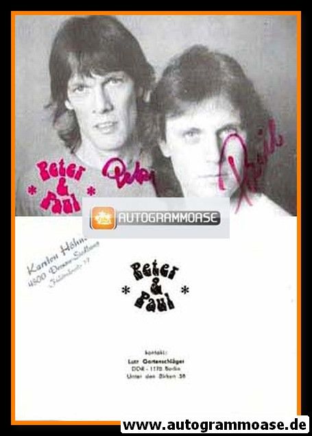 Autogramme Schlager | PETER & PAUL | 1980er (Portrait SW)