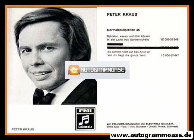 Autogramm Schlager | Peter KRAUS | 1973 "Es Kommt Nicht Auf Das Alter An" (EMI)