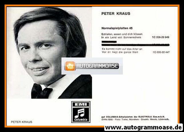 Autogramm Schlager | Peter KRAUS | 1973 "Es Kommt Nicht Auf Das Alter An" (Portrait SW EMI)