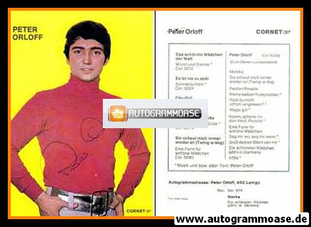 Autogramm Schlager | Peter ORLOFF | 1969 "Monika" (Portrait Color Cornet)