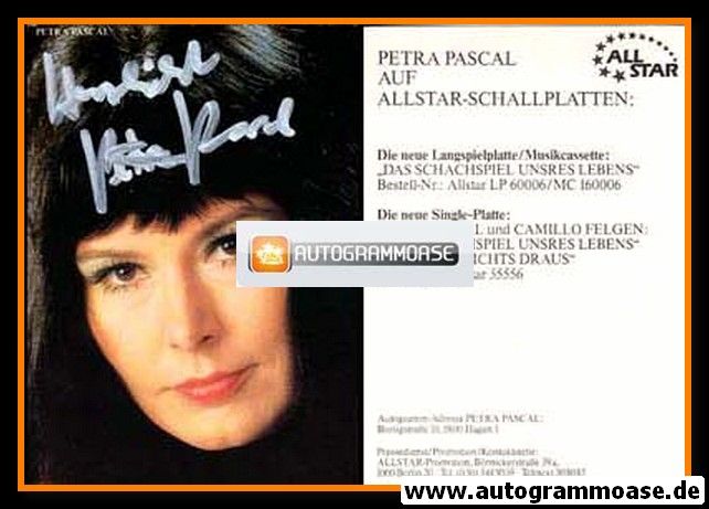 Autogramm Chanson | Petra PASCAL | 1985 "Schachspiel Unsres Lebens" (Portrait Color Allstar)