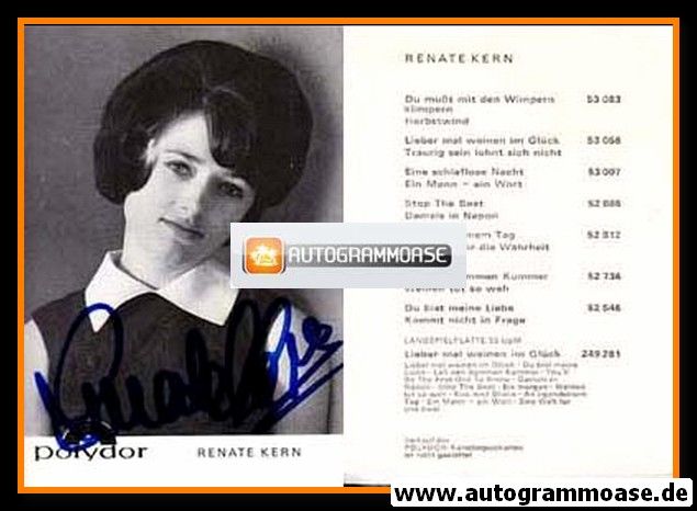 Autogramm Schlager | Renate KERN | 1968 "Lieber Mal Weinen Im Glück" (Polydor)