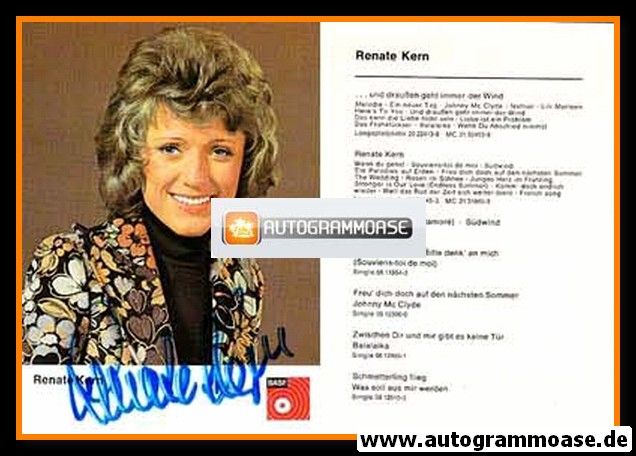 Autogramm Schlager | Renate KERN | 1975 "Und Draussen Geht Immer Der Wind" (BASF) 1