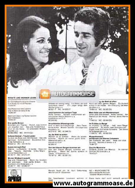 Autogramme Schlager | Renate + Werner LEISMANN | 1973 "Ein Schlafsack Und Eine Gitarre" (Ariola)