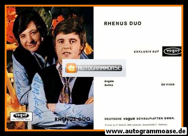 Autogramme Schlager | RHENUS DUO (Dieter + Dino) | 1970 "Angela"