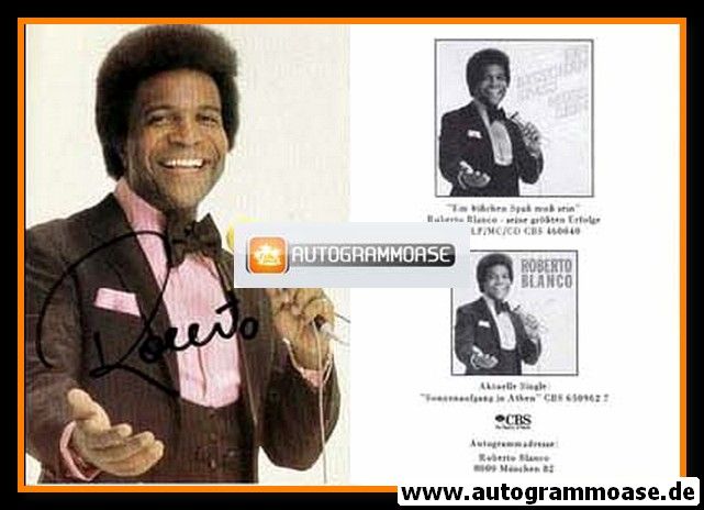Autogramm Schlager | Roberto BLANCO | 1987 "Ein Bisschen Spass Muss Sein" (Portrait Color CBS)