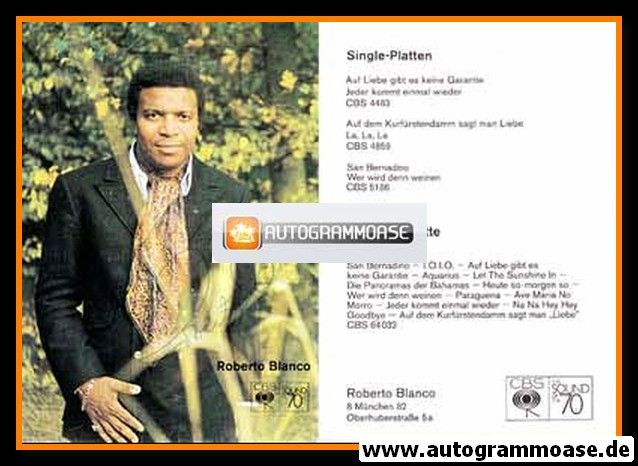 Autogramm Schlager | Roberto BLANCO | 1970 "Heute So" (Portrait Color CBS)