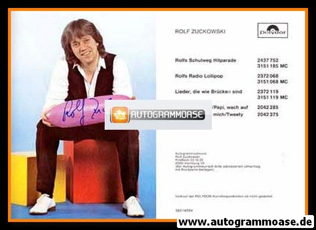 Autogramm Kindermusik | Rolf ZUCKOWSKI | 1992 "Schulweg Hitparade" (Portrait Color Polydor)