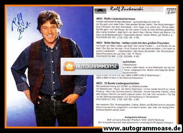 Autogramm Kindermusik | Rolf ZUCKOWSKI | 1996 "Liederbüchermaus" (Portrait Color Polydor)