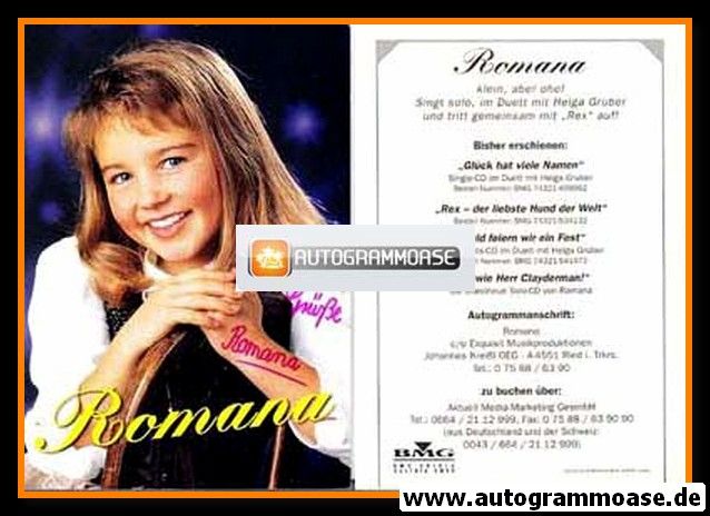 Autogramm Kindermusik | ROMANA (ROMY) | 1998 "So Wie Herr Clayderman" (BMG)