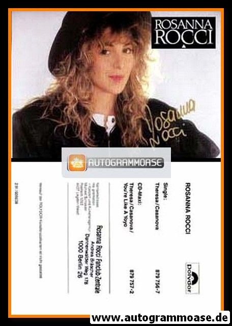 Autogramm Schlager | Rosanna ROCCI | 1991 "Theresa" (Polydor)