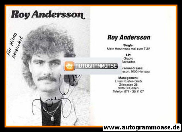 Autogramm Schlager | Roy ANDERSSON | 1980er "Mein Herz Muss Mal Zum TÜV" 1