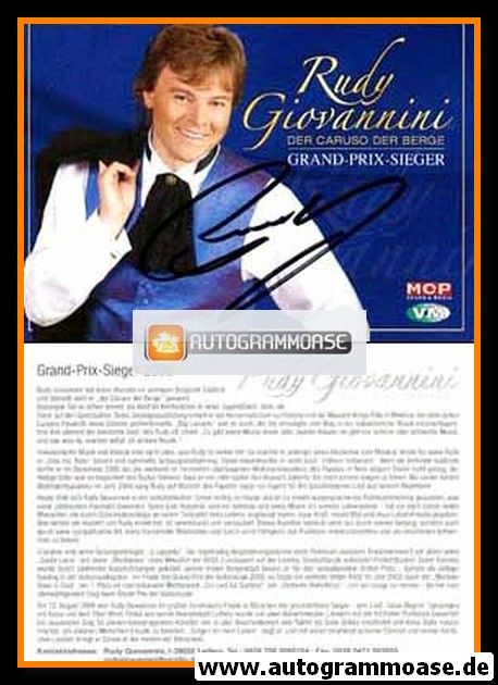 Autogramm Volksmusik | Rudy GIOVANNINI | 2006 (Portrait Color GP-Sieg) 1