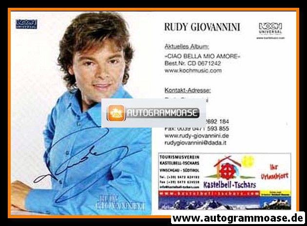 Autogramm Volksmusik | Rudy GIOVANNINI | 2002 "Ciao Bella Mio Amore" (Portrait Color Koch) 1