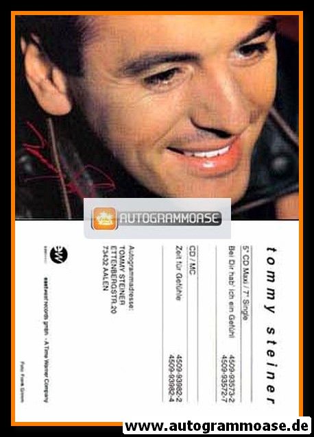 Autogramm Schlager | Tommy STEINER | 1993 "Zeit Für Gefühle" (Portrait Color EW)