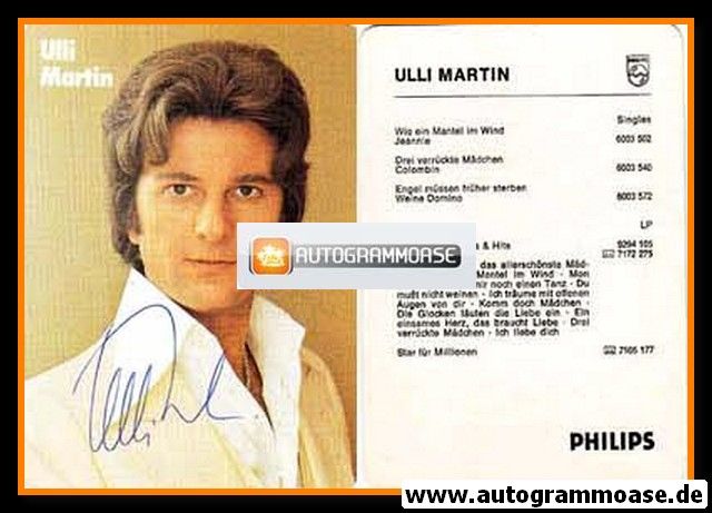 Autogramm Schlager | Ulli MARTIN | 1977 "Die Welt Der Stars Und Hits" (Portrait Color Philips)