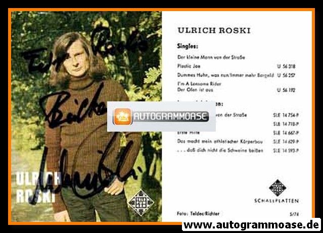 Autogramm Schlager | Ulrich ROSKI | 1974 "Der Kleine Mann Von Der Strasse" (Telefunken)
