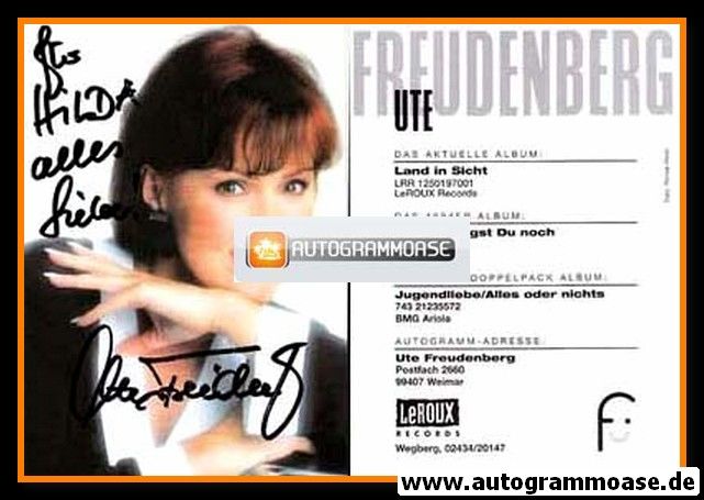 Autogramm Schlager | Ute FREUDENBERG | 1997 "Land In Sicht" (LeRoux)