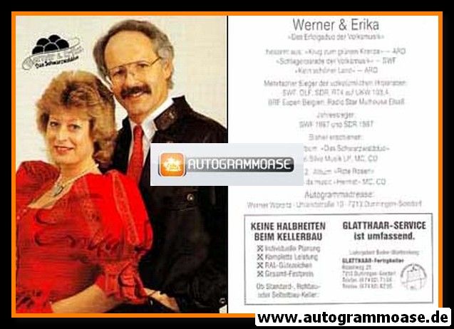 Autogramme Volksmusik | WERNER & ERIKA | 1990 "Rote Rosen"