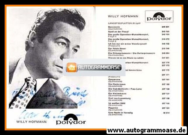 Autogramm Klassik | Willy HOFMANN | 1960er "Boccaccio" (Portrait SW) Polydor