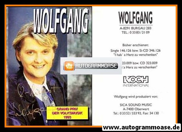 Autogramm Volksmusik | WOLFGANG | 1993 "I Hab´ A Herz Zu Verschenken"