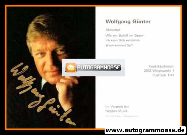 Autogramm Schlager | Wolfgang GÜNTER | 1980er "Abendrot"
