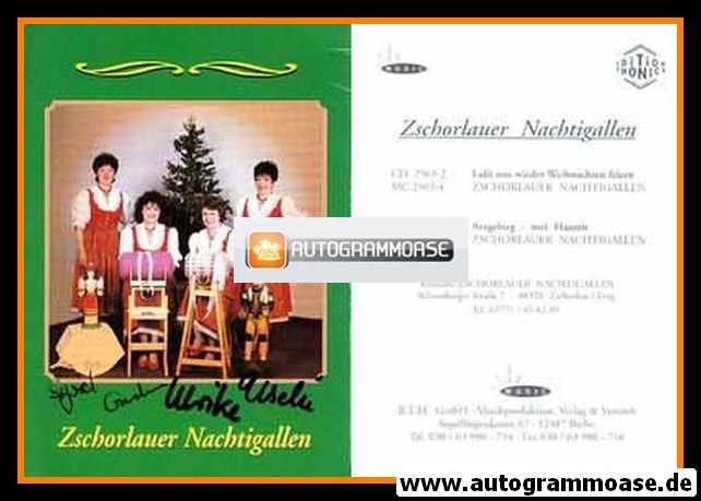 Autogramme Volksmusik | ZSCHORLAUER NACHTIGALLEN | 1999 "Lasst Uns Wieder Weihnachten Feiern"