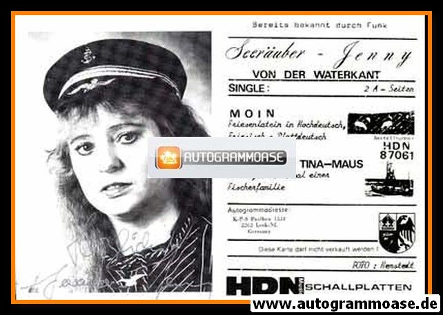 Autogramm Mundart | SEERÄUBER-JENNY | 1980er "Moin" (Portrait SW HDN) 1
