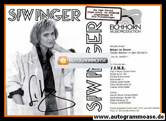 Autogramm Schlager | Siw INGER | 1986 "Mitten Im Strom" (Eichhorn)