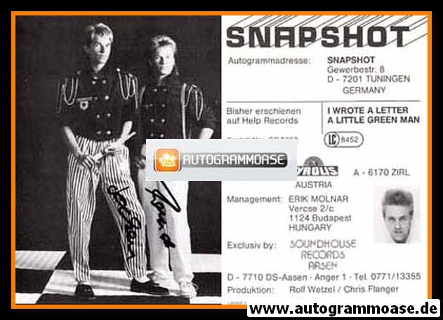Autogramme Pop | SNAPSHOT | 1980er "I Wrote A Letter"