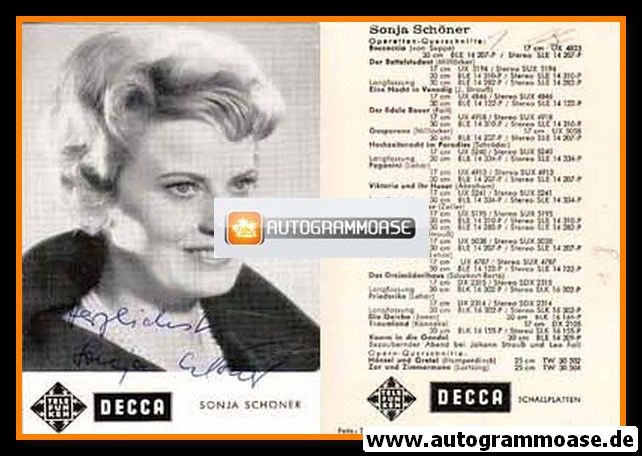 Autogramm Klassik | Sonja SCHÖNER | 1970er "Boccaccio" (Portrait SW) Telefunken