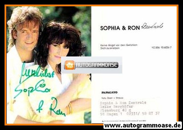 Autogramme Schlager | SOPHIA & RON | 1986 "Keine Angst Vor Den Gefühlen"
