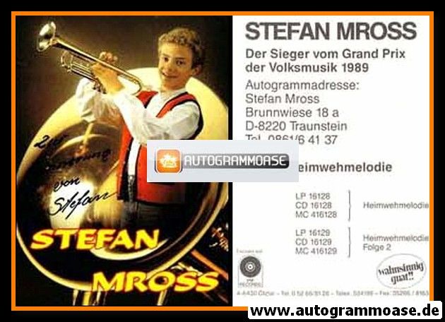 Autogramm Volksmusik | Stefan MROSS | 1989 "Heimwehmelodie 2" (Portrait Color VM)