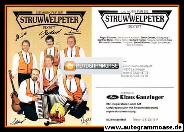 Autogramme Volksmusik | STRUWWELPETER SEXTETT | 1990er (Portrait Color)