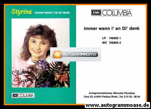 Autogramm Kindermusik | STYRINA | 1980er "Immer Wenn I An Di Denk" (EMI)
