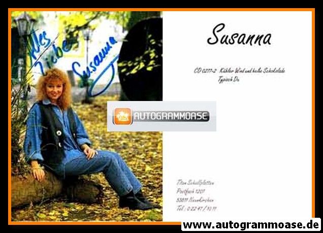 Autogramm Schlager | SUSANNA | 1994 "Kühler Wind Und Heisse Schokolade" (Titan)