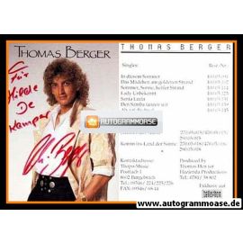 Autogramm Schlager | Thomas BERGER | 1989 "Komm Ins Land Der Sonne"