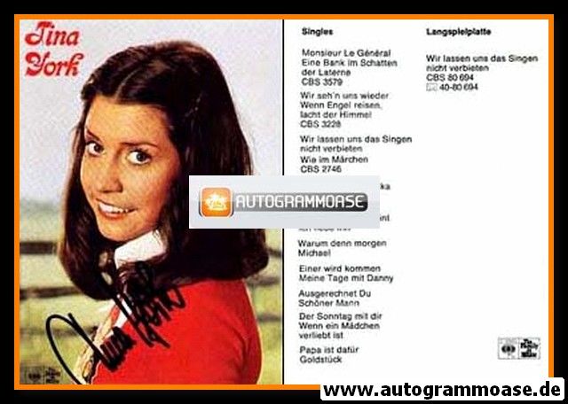 Autogramm Schlager | Tina YORK | 1975 "Monsieur Le General" (CBS)